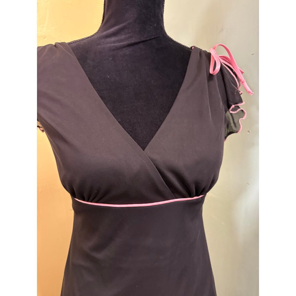 Y2K Semi Formal Tank Dress Black & Pink IZ Byer California - Picture 2 of 7